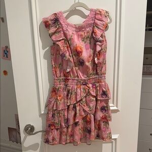 LoveShackFancy Pink and Orange Ruffled Tiered Sundress